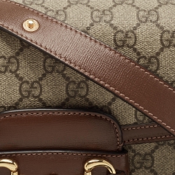 Pre Owned Gucci Beige/Brown GG Supreme Canvas and Leather 1955 Horsebit Shoulder Bag