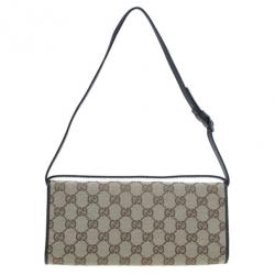 Pre Owned حقيبة كلتش غوتشي بامبو كانفاس مونوغرامي GG بني