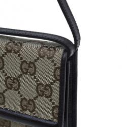 Pre Owned حقيبة كلتش غوتشي بامبو كانفاس مونوغرامي GG بني