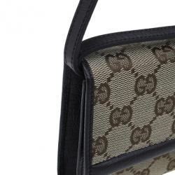 Pre Owned حقيبة كلتش غوتشي بامبو كانفاس مونوغرامي GG بني