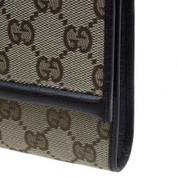 Pre Owned حقيبة كلتش غوتشي بامبو كانفاس مونوغرامي GG بني