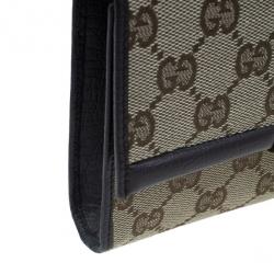 Pre Owned حقيبة كلتش غوتشي بامبو كانفاس مونوغرامي GG بني