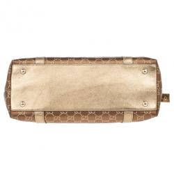 Pre Owned Gucci Metallic Monogram Crystal Medium Abbey Tote