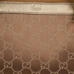 Pre Owned Gucci Metallic Monogram Crystal Medium Abbey Tote