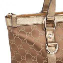 Pre Owned Gucci Metallic Monogram Crystal Medium Abbey Tote