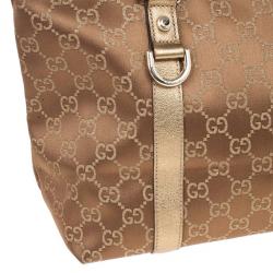Pre Owned Gucci Metallic Monogram Crystal Medium Abbey Tote