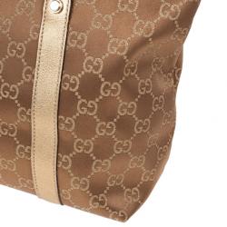 Pre Owned Gucci Metallic Monogram Crystal Medium Abbey Tote