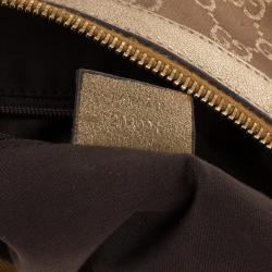 Pre Owned Gucci Metallic Monogram Crystal Medium Abbey Tote