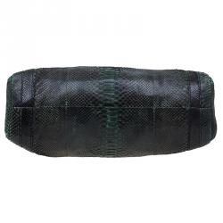 Pre Owned Gucci Dark Green Python Shopping Tote