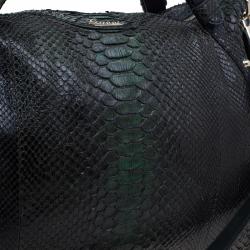Pre Owned Gucci Dark Green Python Shopping Tote
