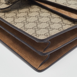 Gucci Beige/Brown GG Supreme Canvas and Suede Small Dionysus Shoulder Bag