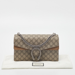 Gucci Beige/Brown GG Supreme Canvas and Suede Small Dionysus Shoulder Bag