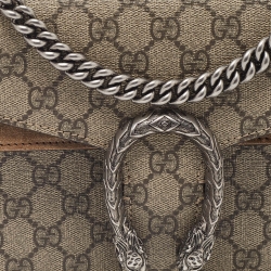 Gucci Beige/Brown GG Supreme Canvas and Suede Small Dionysus Shoulder Bag