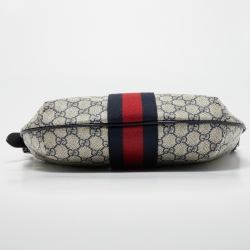 Pre Owned Gucci Navy Blue/White GG Supreme Canvas and Leather Small Ophidia Shoulder Bag
