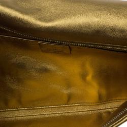 Pre Owned Gucci Metallic Gold Python Malika Clutch