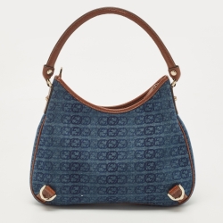 Pre Owned Gucci Denim Abbey Medium D-Ring Hobo Bag