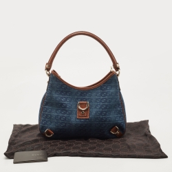 Pre Owned Gucci Denim Abbey Medium D-Ring Hobo Bag