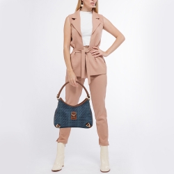Pre Owned Gucci Denim Abbey Medium D-Ring Hobo Bag
