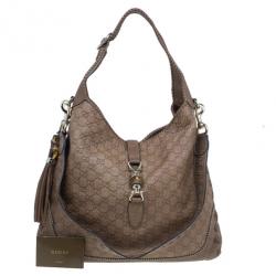 Pre Owned حقيبة غوتشي جلد جوكيسيما بني كبيرة جاكي 