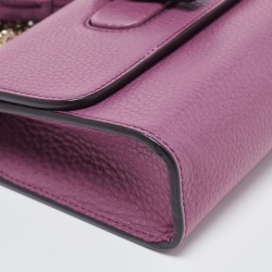 Pre Owned Gucci Magenta Leather Miss Bamboo Tassel Chain Bag