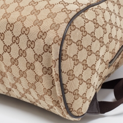 Pre Owned حقيبة ظهر غوتشي أورجينال GG بنية كانفاس مونوجرامي نقش غائر