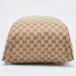 Pre Owned حقيبة ظهر غوتشي أورجينال GG بنية كانفاس مونوجرامي نقش غائر