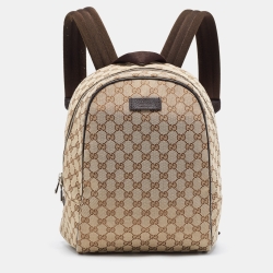 Pre Owned Gucci Beige/Ebony Monogram Canvas Travel Backpack