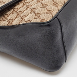 Pre Owned Gucci Black/Beige Matelasse GG Canvas and Leather Small GG Marmont Top Handle Bag