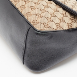 Pre Owned Gucci Black/Beige Matelasse GG Canvas and Leather Small GG Marmont Top Handle Bag