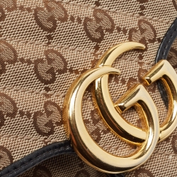 Pre Owned Gucci Black/Beige Matelasse GG Canvas and Leather Small GG Marmont Top Handle Bag