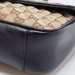 مملوكة مسبقًا Gucci Black/Beige Diagonal Quilted GG Canvas and Leather Small GG Marmont Shoulder Bag