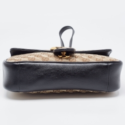 مملوكة مسبقًا Gucci Black/Beige Diagonal Quilted GG Canvas and Leather Small GG Marmont Shoulder Bag