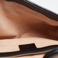 مملوكة مسبقًا Gucci Black/Beige Diagonal Quilted GG Canvas and Leather Small GG Marmont Shoulder Bag