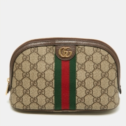 Gucci Beige/Ebony GG Canvas Wristlet Pochette Bag - Yoogi's Closet