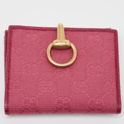 مملوكة مسبقًا حقيبة كلاتش غوتشي سلسلة هورسبيت مرصعة كانفاس GG سوداء