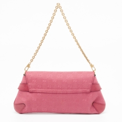 مملوكة مسبقًا حقيبة كلاتش غوتشي سلسلة هورسبيت مرصعة كانفاس GG سوداء