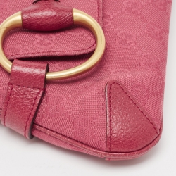 مملوكة مسبقًا حقيبة كلاتش غو تشي سلسلة هورسبيت مرصعة كانفاس GG سوداء