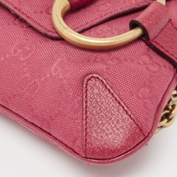 مملوكة مسبقًا حقيبة كلاتش غوتشي سلسلة هورسبيت مرصعة كانفاس GG سوداء