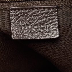 Pre Owned Gucci Dark Brown GG Canvas and Leather Zip Hobo