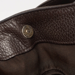 Pre Owned Gucci Dark Brown GG Canvas and Leather Zip Hobo