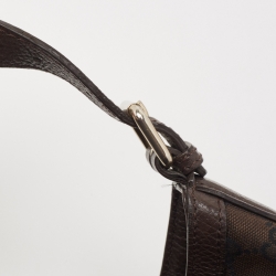 Pre Owned Gucci Dark Brown GG Canvas and Leather Zip Hobo