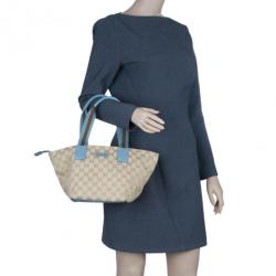 مملوكة مسبقًا حقيبة غوتشي كانفاس أزرق GG أوريجينال ويب