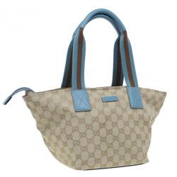 مملوكة مسبقًا حقيبة غوتشي كانفاس أزرق GG أوريجينال ويب