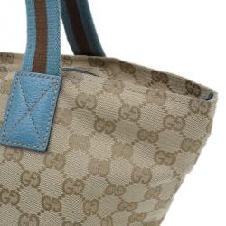 مملوكة مسبقًا حقيبة غوتشي كانفاس أزرق GG أوريجينال ويب