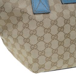 مملوكة مسبقًا حقيبة غوتشي كانفاس أزرق GG أوريجينال ويب