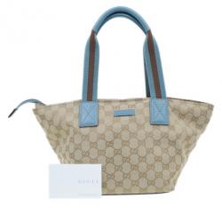 مملوكة مسبقًا حقيبة غوتشي كانفاس أزرق GG أوريجينال ويب
