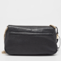 Gucci Black Pebbled Leather Soho Flap Shoulder Bag