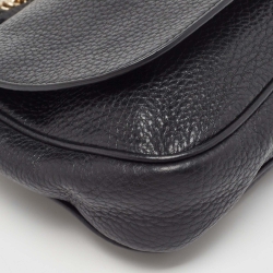 Gucci Black Pebbled Leather Soho Flap Shoulder Bag