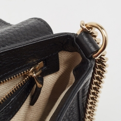 Gucci Black Pebbled Leather Soho Flap Shoulder Bag