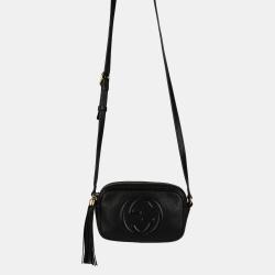 Pre Owned Gucci Black Grained Calf Leather Mini Soho Bag